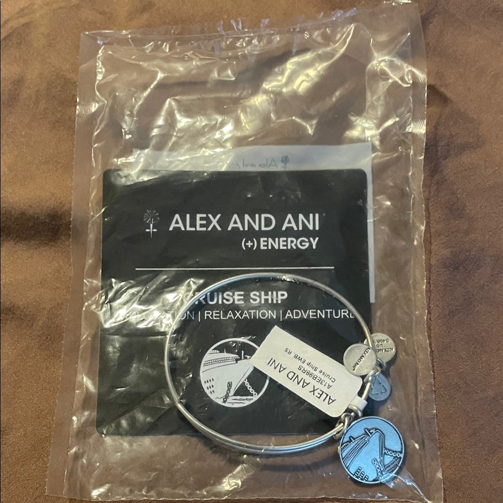 Alex and Ani Silver Cruise Ship Charm Bangle Bracelet